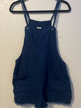 aerie Women’s navy blue denim overalls romper